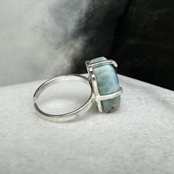 Larimar, justerbar ring silver (B)