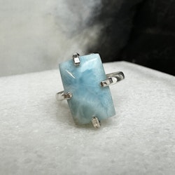Larimar, justerbar ring silver (B)
