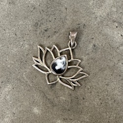 Dendritisk Opal, lotusblomma hänge silver 925