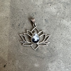 Dendritisk Opal, lotusblomma hänge silver 925