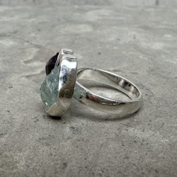 Ametist & Akvamarin, ring från Biverståhl Crystals (stlk 17,5)