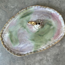 Rökelsefat Earth, oval med äkta guld (L)