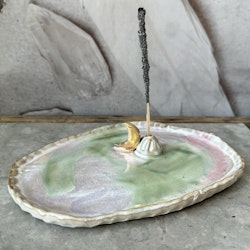 Rökelsefat Earth, oval med äkta guld (L)