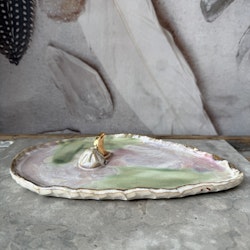 Rökelsefat Earth, oval med äkta guld (M)