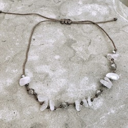 Rosenkvarts, fotlänk, silverpärlor