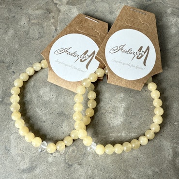 Gul Kalcit, armband med bergkristall