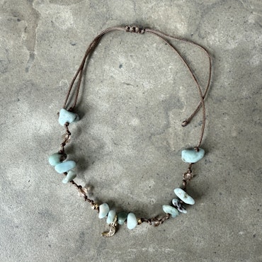Larimar, fotlänk guldpärlor måne