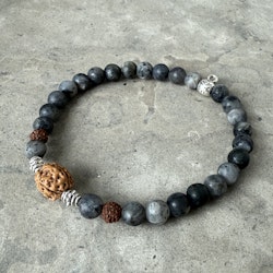 Labradorit & Rudraksha, mala herrarmband