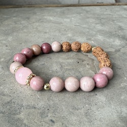 Rhodokrosit, Jade & Rudraksha, mala armband