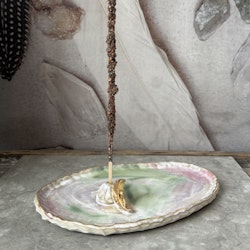 Rökelsefat Earth, oval med äkta guld (B)