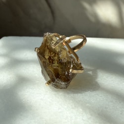 Citrin, justerbar ring guld (A)