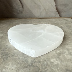 Selenit, hjärta laddningsplatta (12 cm)