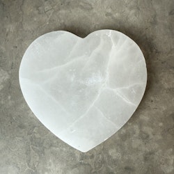 Selenit, hjärta laddningsplatta (12 cm)