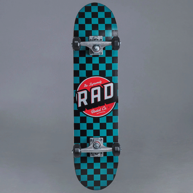 Rad Checkers Teal Komplett Skateboard 7.25"