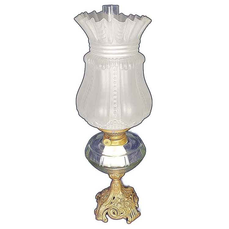 Fotogenlampa med ovanlig och vacker glaskupa
