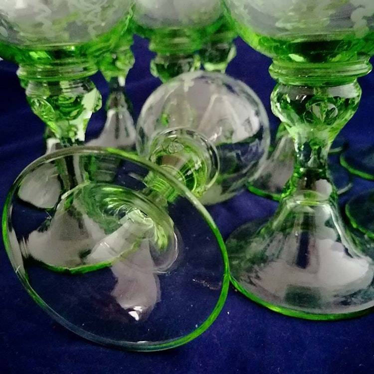 "Remmare"/ vinglas, Alsterfors glasbruk, handetsade, munblåsta, 11 st