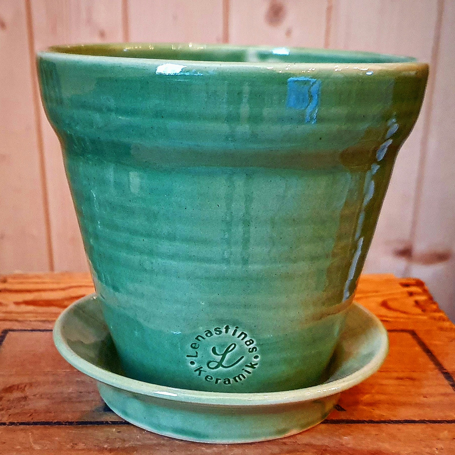 Blomkruka, stor grön - Lenastinas Keramik