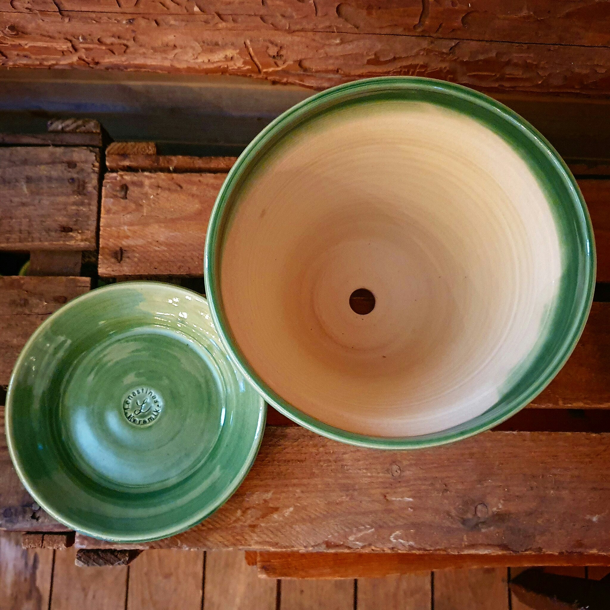Blomkruka, stor grön - Lenastinas Keramik