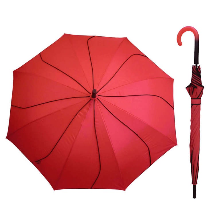 Paraply långt dam med passpoal röd vindsäkert