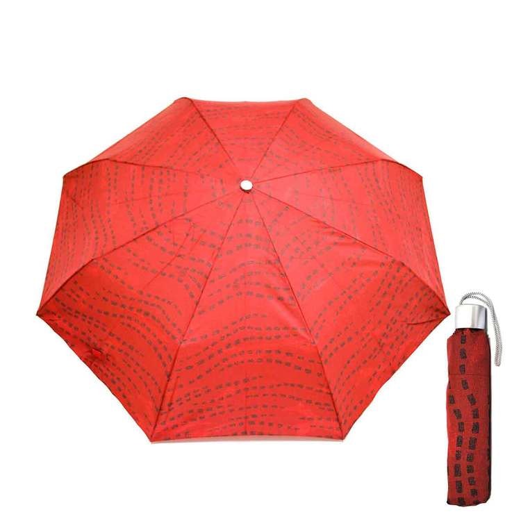 Paraply hopfällbart dam röd med svart mönster