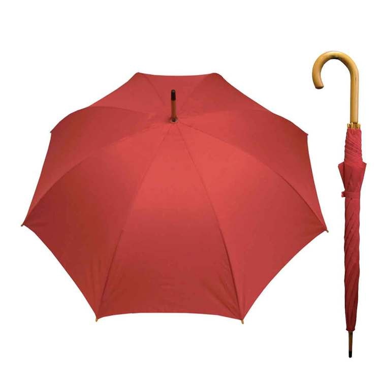 Paraply långt dam enfärgat röd
