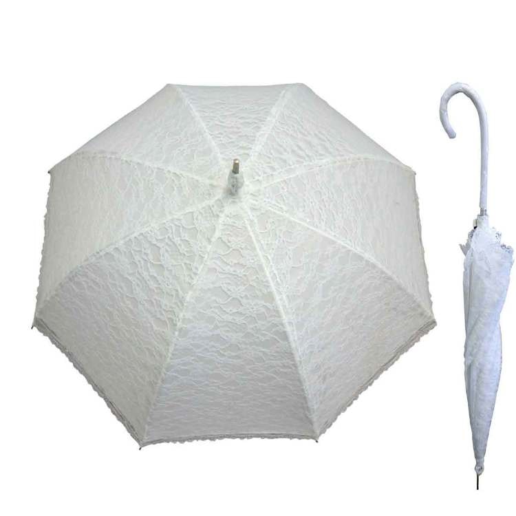 Paraply brud vit spets