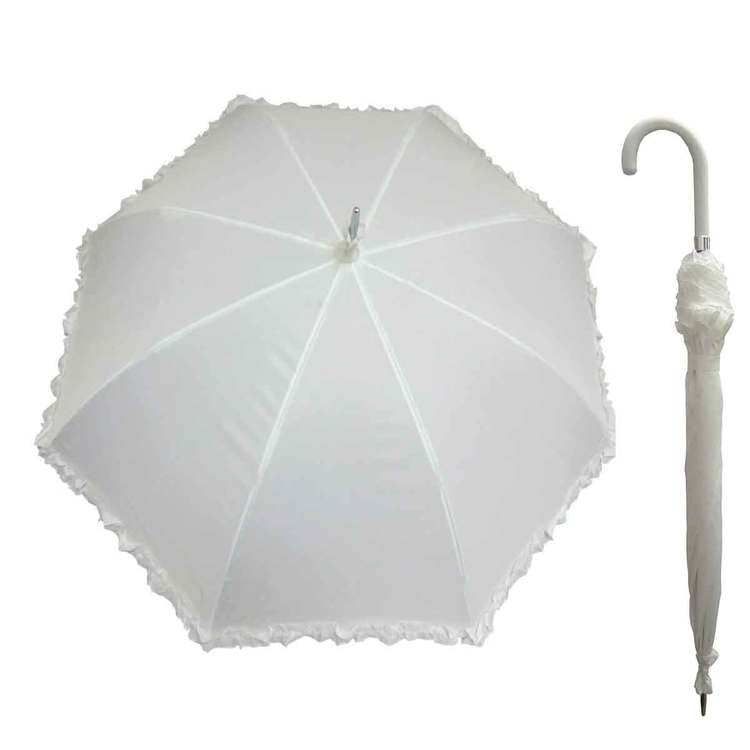 Paraply brud vit med volang