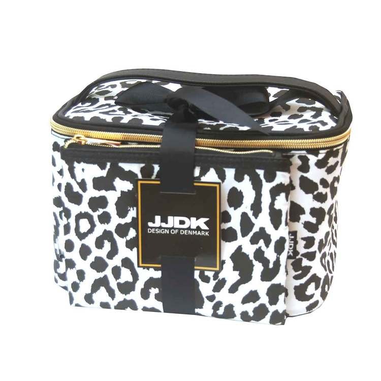 Sminkbox + sminkväska svartvit leopard JJDK