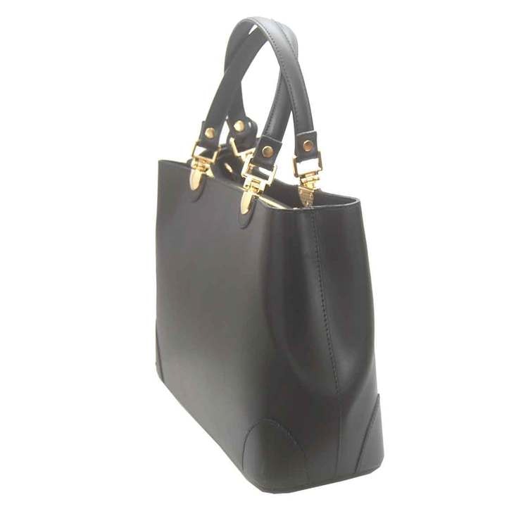 Handväska italienskt skinn svart SAC från sidan