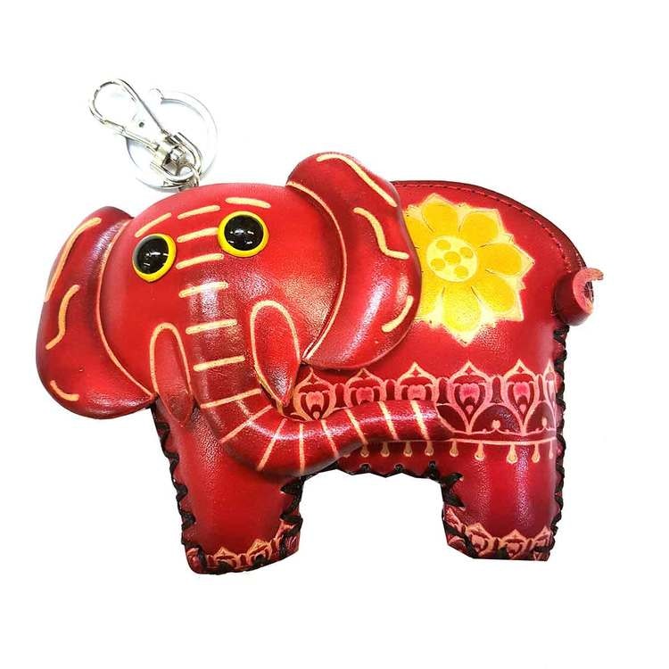Nyckelring med börs Elefant röd