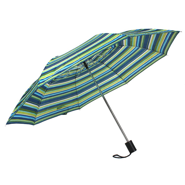 Paraply hopfällbart dam grön blå randig