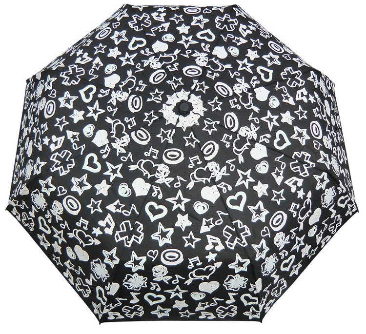 Paraply hopfällbart dam svart o vitt skiftar färg vid regn