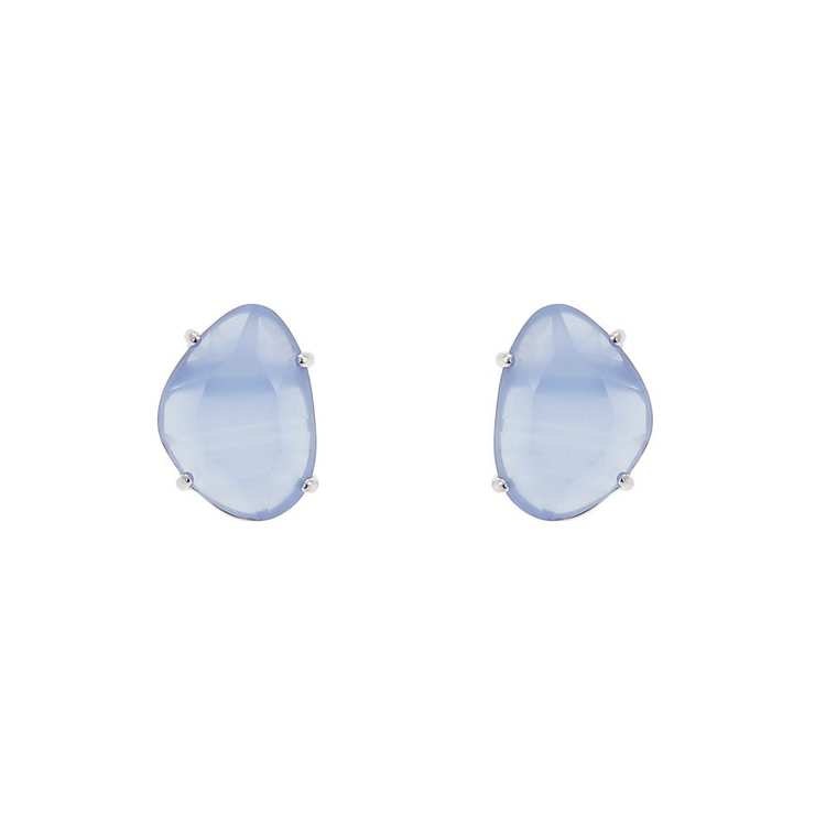 Klassiska örhängen i silver med blå sten