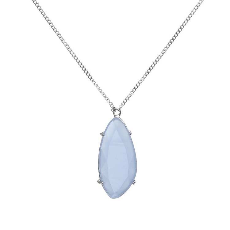 Långt halsband i silver med blå sten - Bags4Fun.se
