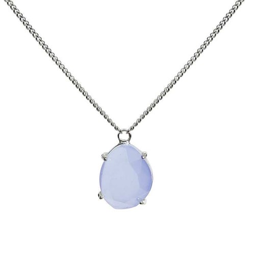 Kort halsband i silver med blå sten