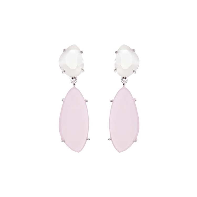 Hängande örhängen i silver med rosa sten - Bags4Fun.se