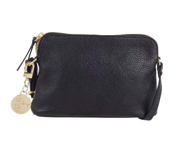 Axelväska halvmåne skinn svart Ulrika Design Bags4Fun.se Axelväska halvmåne mocka svart Ulrika Design Bags4Fun.se