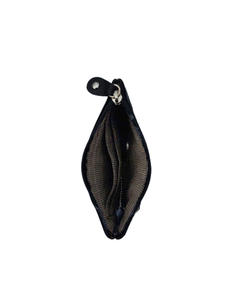 Nyckelfodral i svart läder med invändig ficka för kort och sedlar