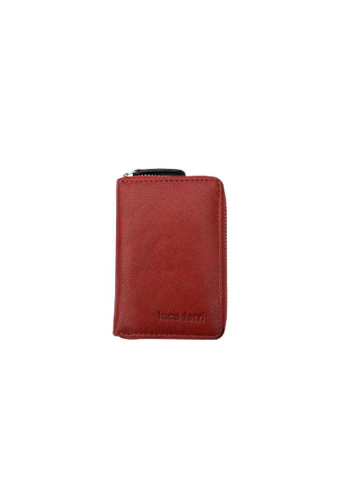 Kortplånbok med 6 fack och dragkedja i läder, färg röd - Bags4Fun.se