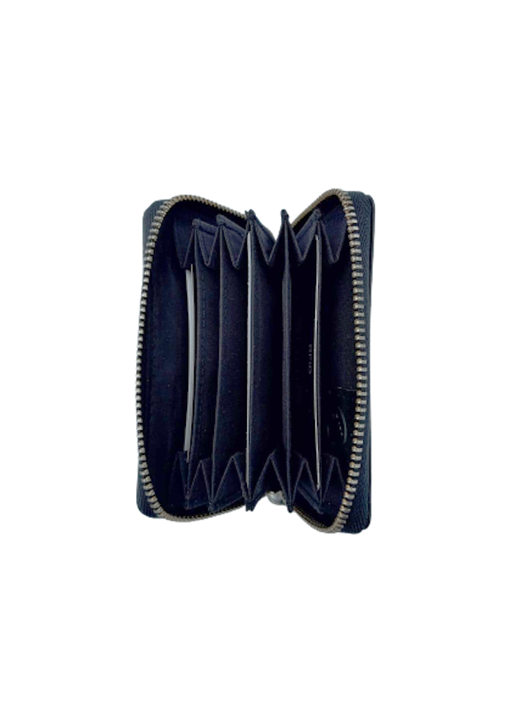 Kortplånbok med 6 fack och dragkedja i läder, färg svart - Bags4Fun.se