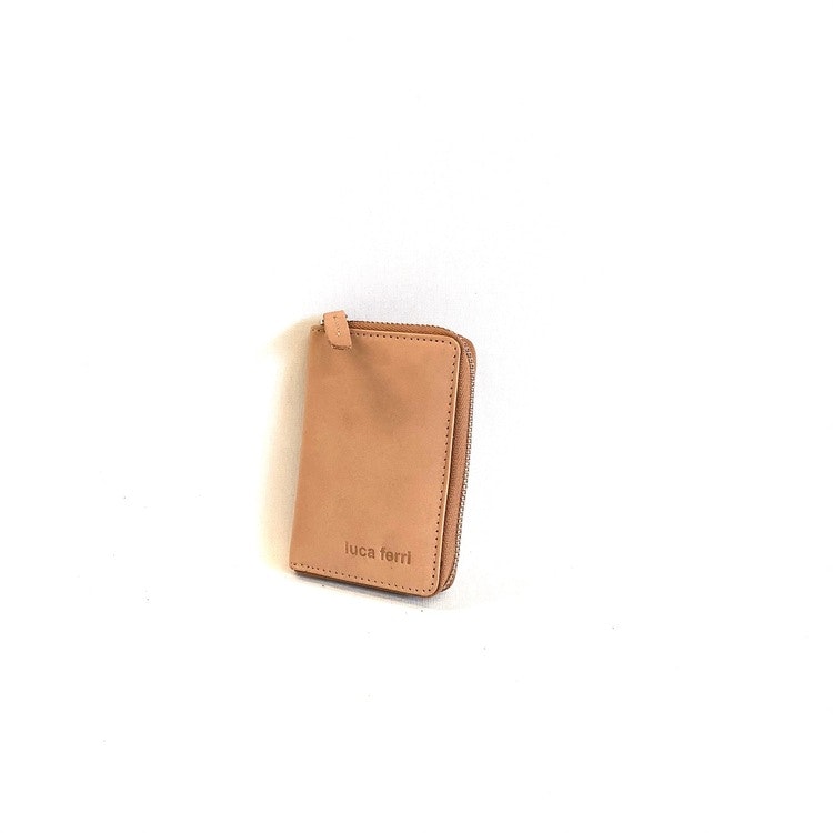 Kort plånbok i äkta läder med 2 fack, dragspelsmodell