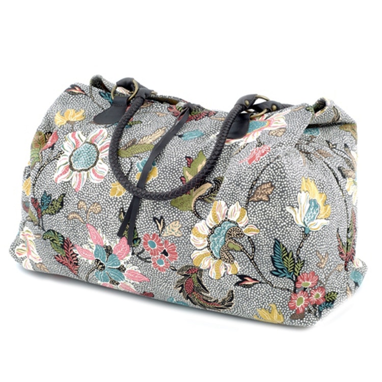 Weekend bag Flower Linen, Grey, Ceannis - Bags4Fun.se