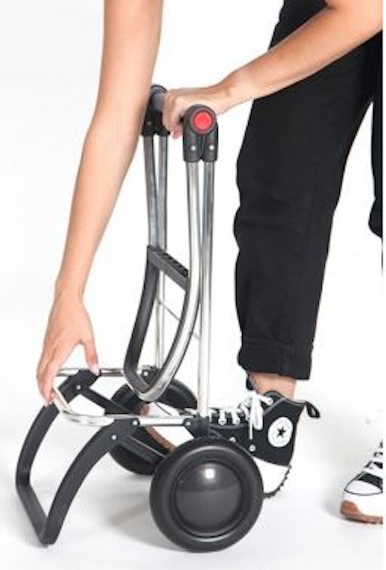 Dramatenväska på 2 hjul hopfällbar med väska med blixtlås grå
