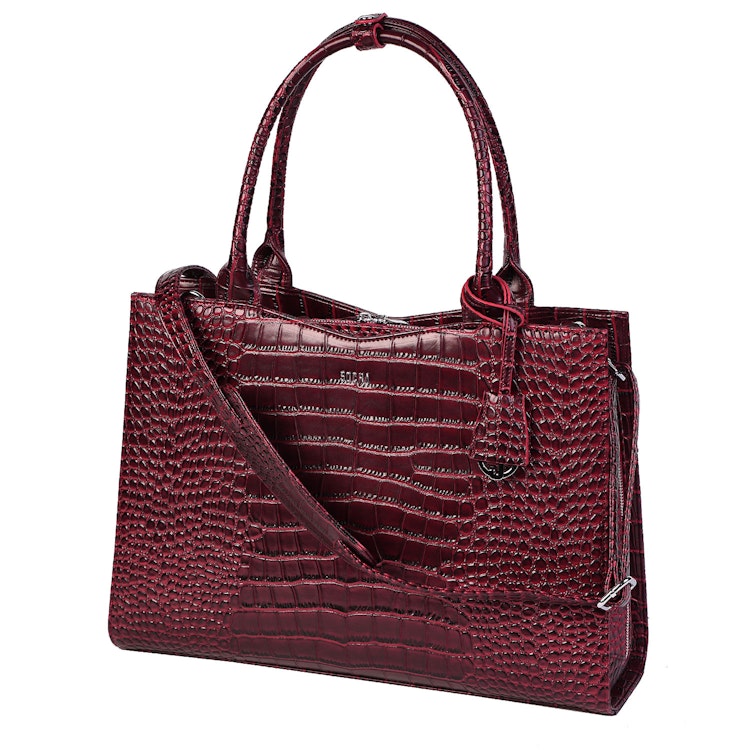 Datorväska Dam - Businessbag - Handsväska - från Socha Croco 15,6 tum Burgundy NEW-01