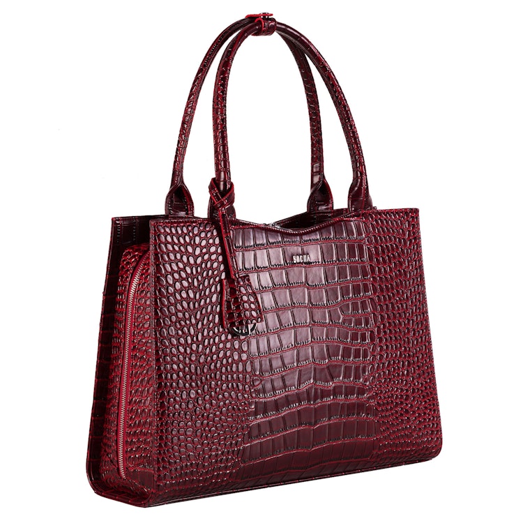 Datorväska Dam - Businessbag - Handsväska - från Socha Croco 15,6 tum Burgundy NEW-01