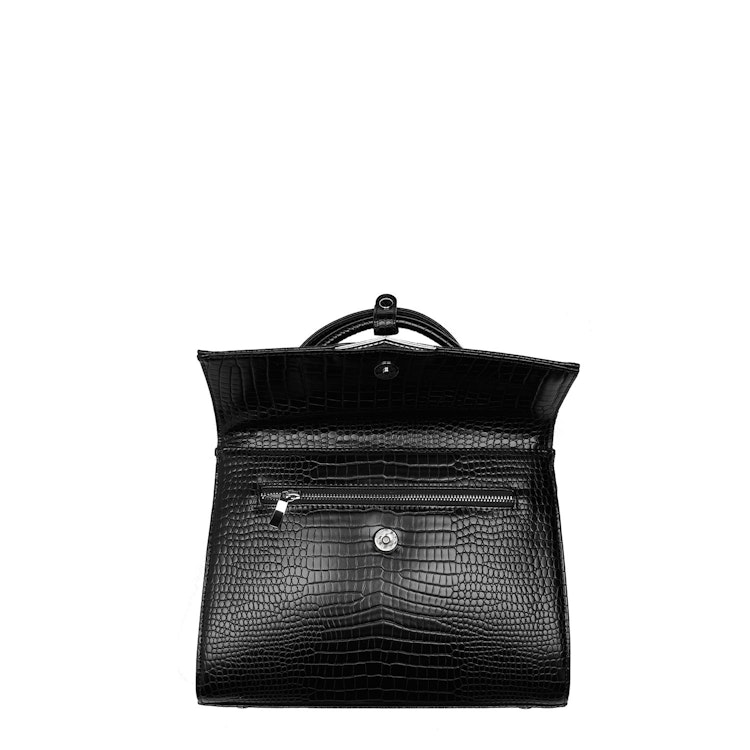 Väska Dam med axelrem Svart Croco, Tiny Tip Croco Black 10 tum, Socha Design, under locket