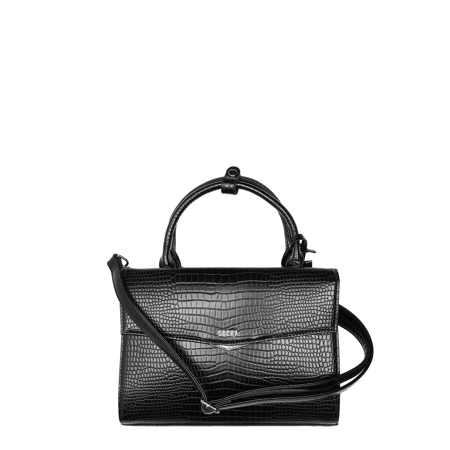 Handväska Dam med axelrem, Tiny Tip Croco Black 10", Socha Design -  Bags4Fun.se
