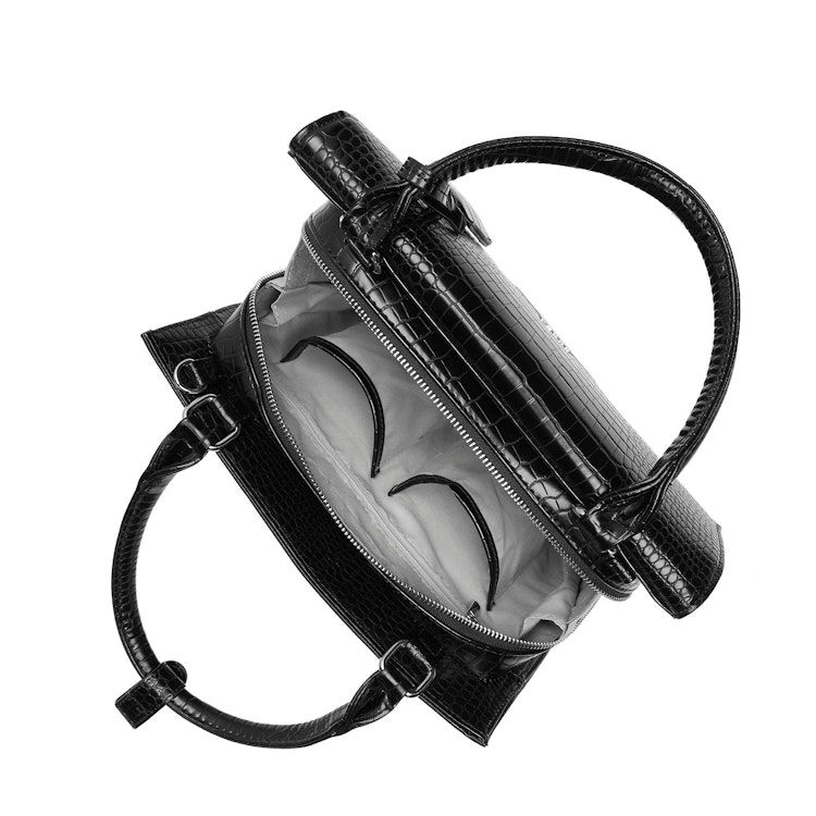 Väska Dam med axelrem Svart Croco, Tiny Tip Croco Black 10 tum, Socha Design, mobilfickor