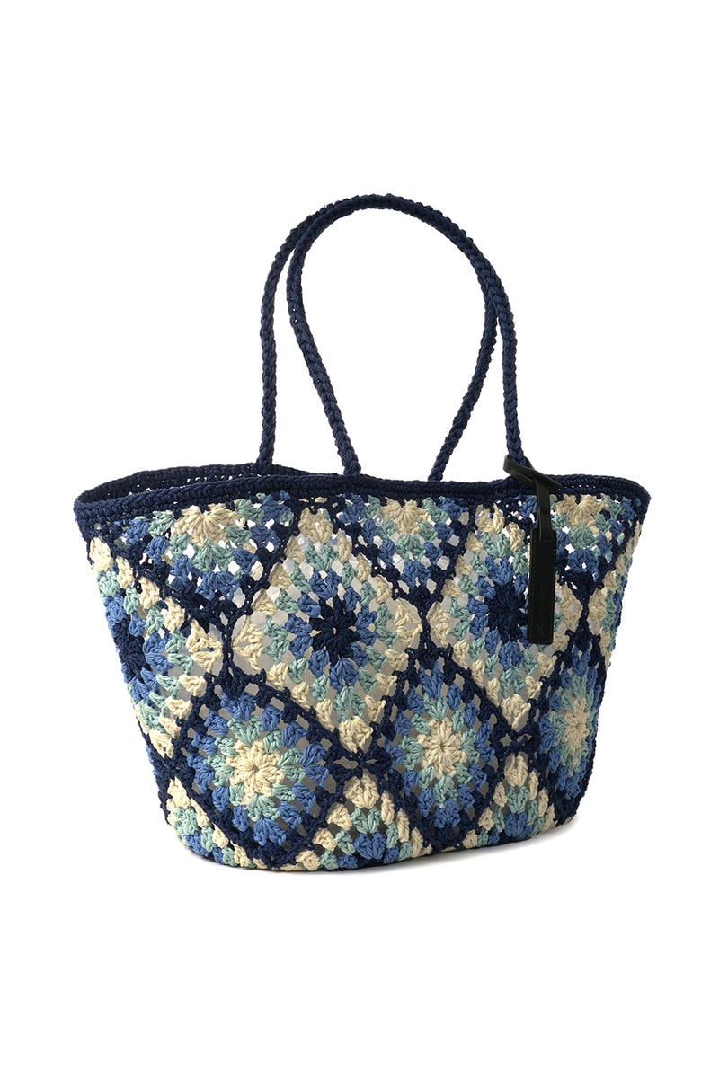 Virkad korgväska Basket Crochet, Blå, Ceannis - Bags4Fun.se