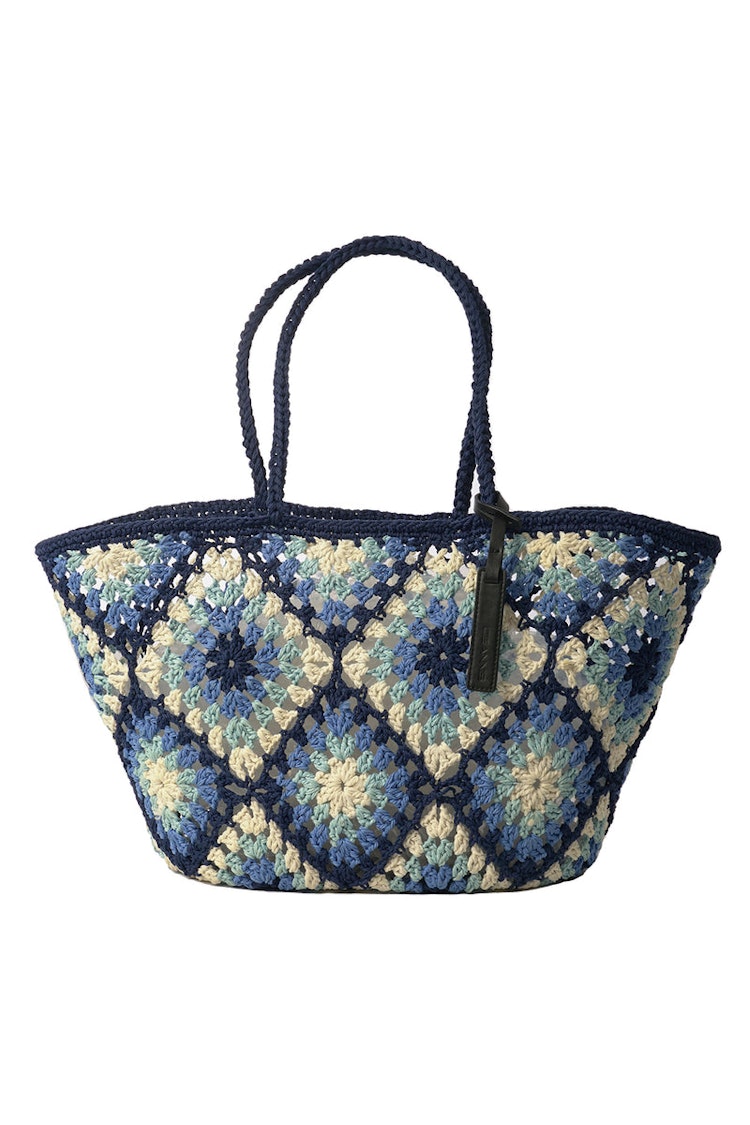 Ceannis virkad väska med Mormorsrutor Basket | Crochet | Blue 050395110
